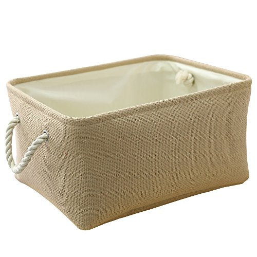 Decorative Basket Rectangular Small Storage Basket Fabric Storage Bin Organizer Basket with Handles for Clothes Storage