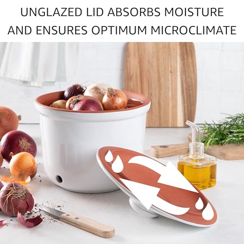 Romertopf Freshness Storage Potato Onion Garlic Clay Pot Set of 3 with Lids (3 Count)