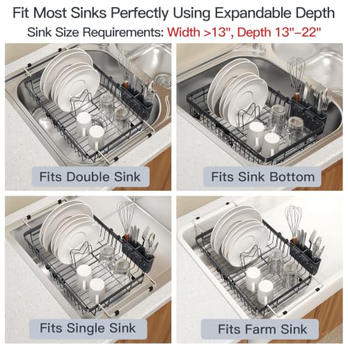 Expandable Dish Drying Rack Over The Sink with Anti Slip Grip