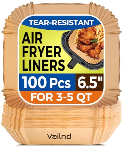 100PCS 6.5IN Square Air Fryer Paper Liners Disposable for 3 (100 Count)