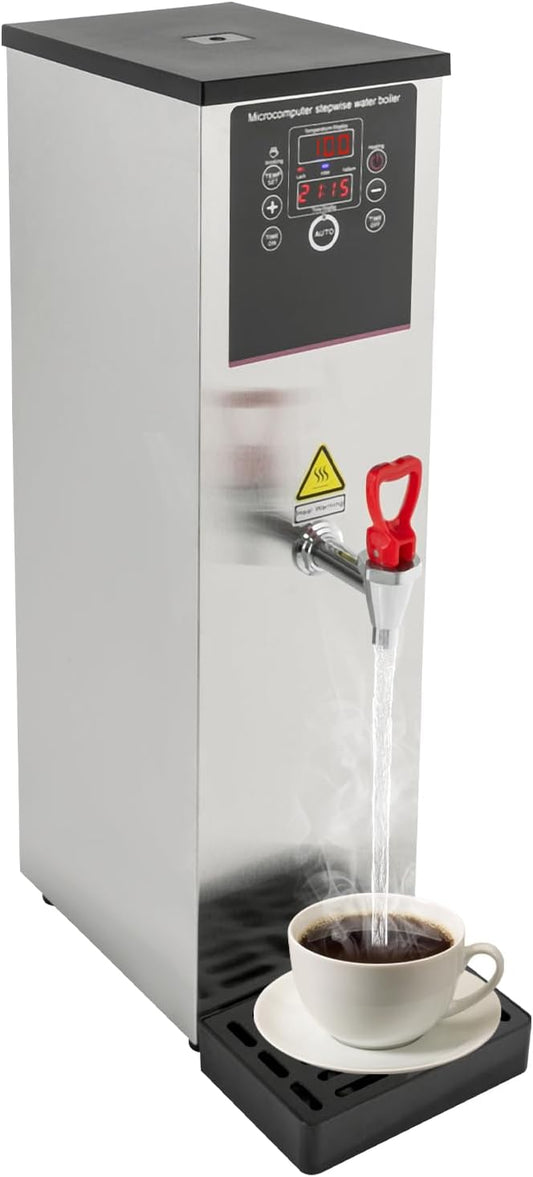 Step-Heating Commercial Hot Water Dispenser, 15L/3.96Gal Hot Water Boiler Dispenser Electric Water Pot Boiler Commercial Boiling Water Machine for Tea Coffee Shop Dessert Shop Hotel - 28L/H 2500W