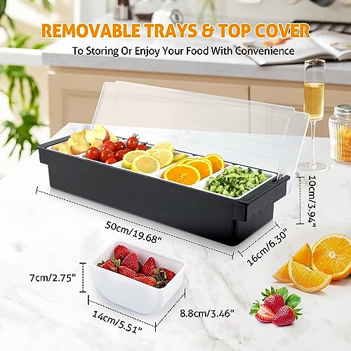 Ice Chilled Condiment Caddy with 5 Removable Trays and Lids (45.8562 Ounce)