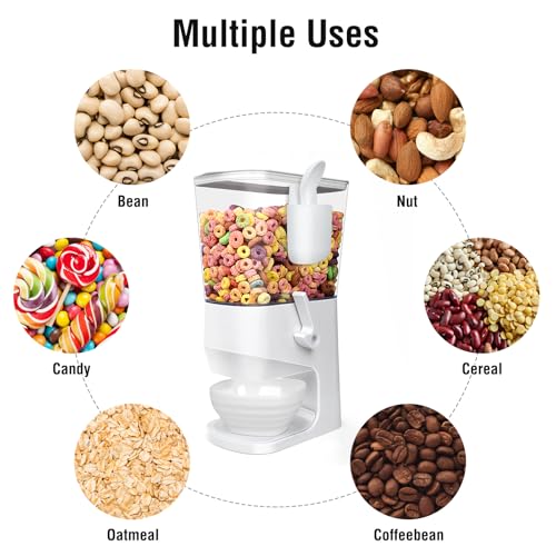Cereal Dispenser Countertop Wath Bowls and Spoons（1pcs White）