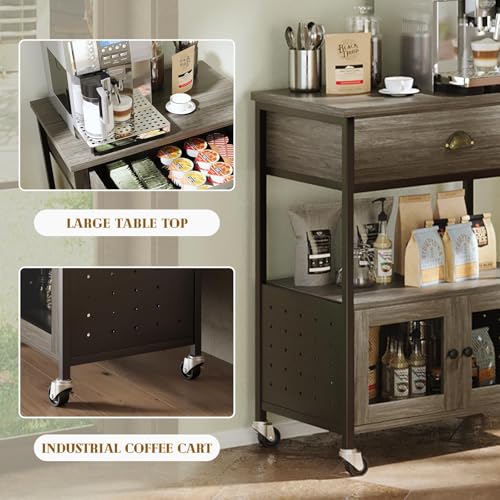 Coffee Bar Cart Cabinet