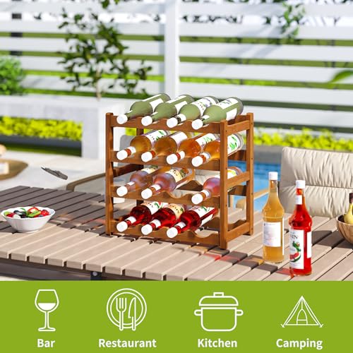 Bamboo Wine Rack Wine Storage Cabinet Shelf 16 Bottle Wine Racks Countertop Sturdy for Kitchen Dining Room Pantry