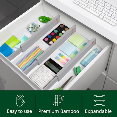 Bamboo Drawer Dividers Organizers (4 Count)