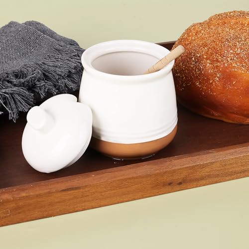 Honey jar with Lid and Wooden Dipper (12 Ounce)