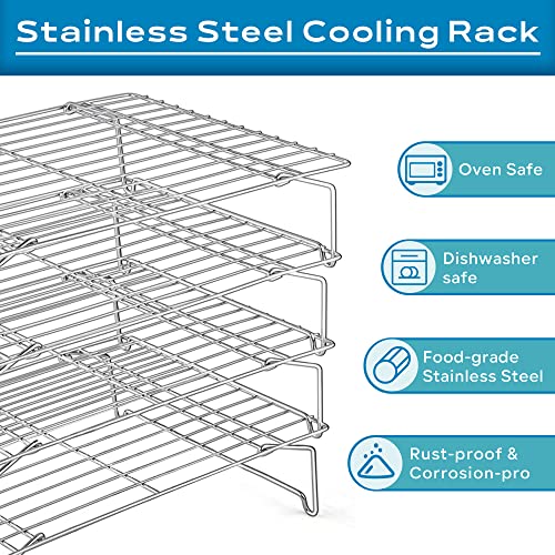 4 Tier 15x10IN Cookie Cooling Rack for Cooking Stackable Collapsible