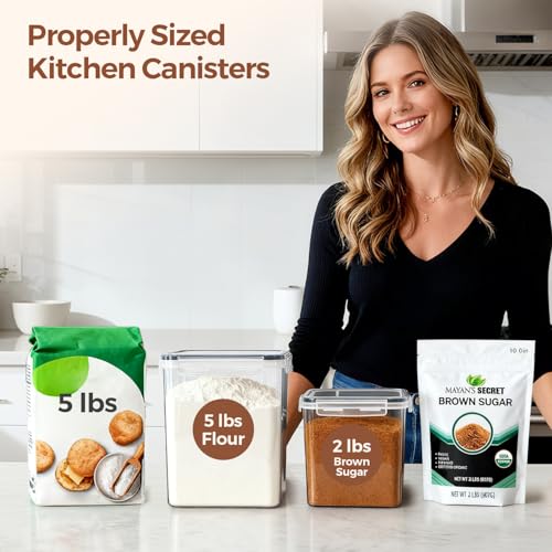 Airtight Flour and Sugar Container 2.6Qt & 5.5Qt 3Pack (3 Count)
