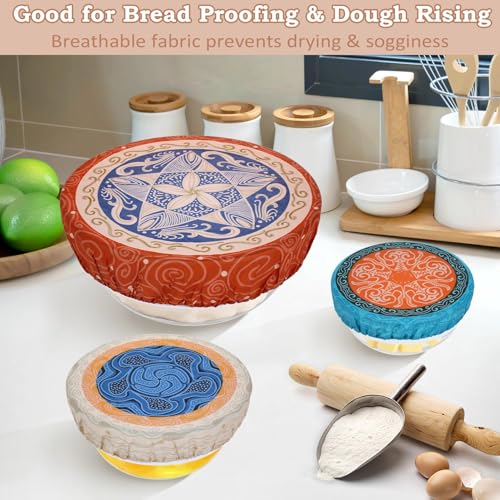 5Pcs Reusable Beeswax Elastic Bowl Covers for Bread Proofing and Food Cover (5 Count)