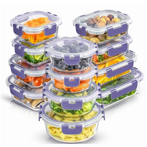 24pc Borosilicate Glass Storage Containers with Lids (24 Count)