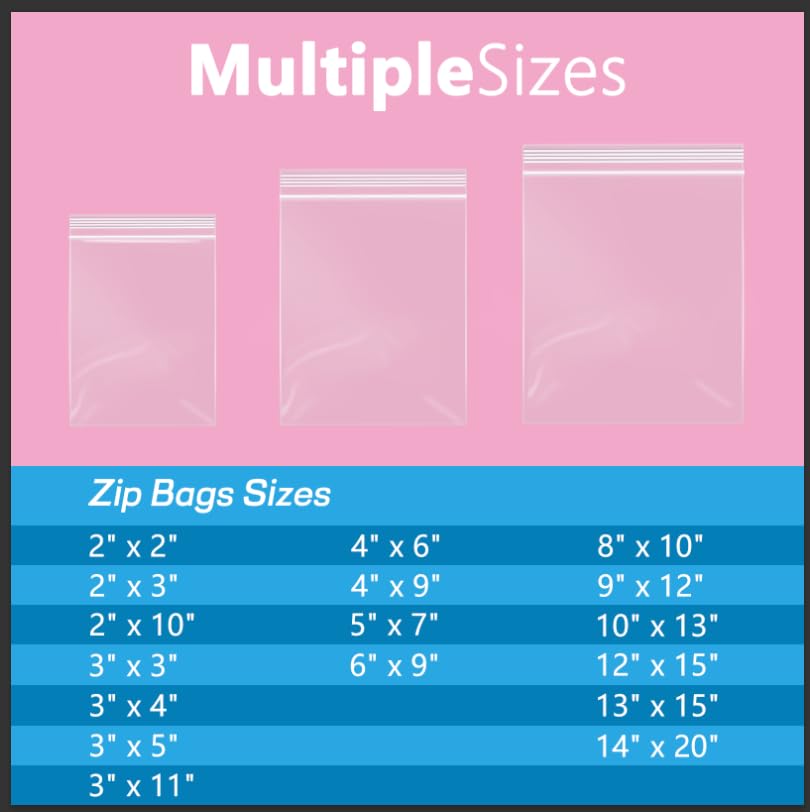 200 Pcs 11" x 14" Reclosable Plastic Zip Poly Bags