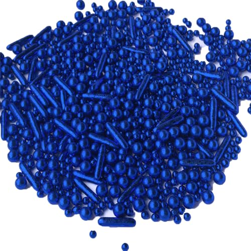 Sprinkles Blue Pearl Sugar Candy Mix Size Baking Cake Decorations Cupcake Toppers Celebrations Shaker Jar Wedding Shower Party (4.2 Ounce)