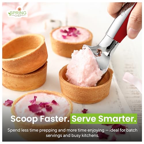 Heavy Duty Metal Ice Cream Scoop with Soft Grip Handle