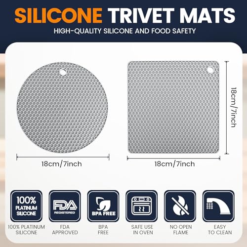 Silicone Trivet Mats 4 Heat Resistant Pot Holders Multipurpose Non