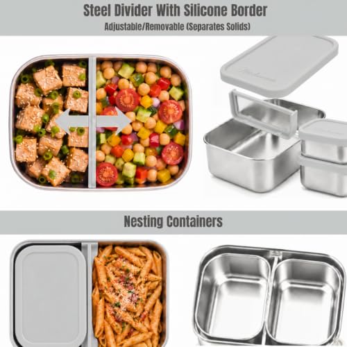 Flexibento 40 OZ Leak Proof Stainless Steel Lunch Box