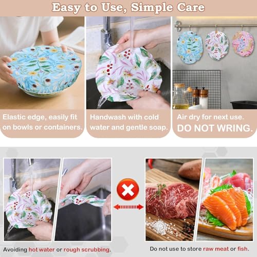 5Pcs Reusable Beeswax Elastic Bowl Covers for Bread Proofing and Food Cover (5 Count)