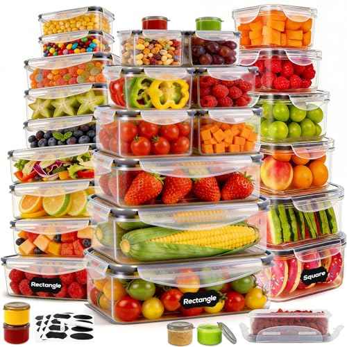 62PCS Thick Food Storage Containers with Airtight Lids for Meal Prep (62 Count)