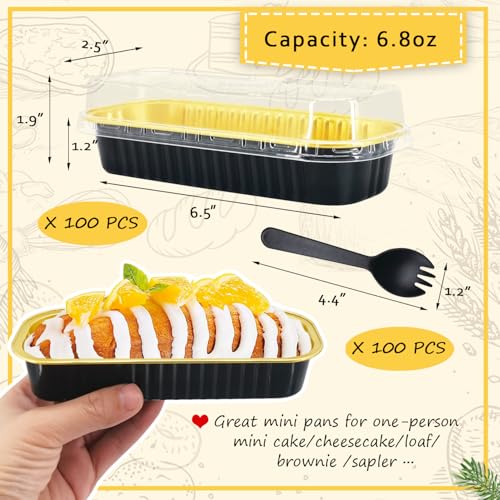 Mini Loaf Pans with Lids 100 Pack (6.8 Fl Oz)