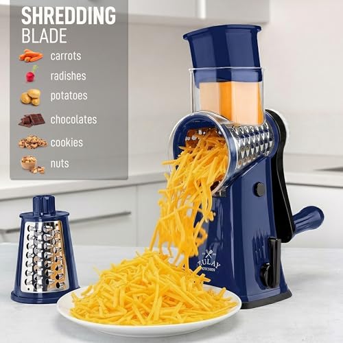 Rotary Cheese Grater Manual Hand Crank 5 Blade Shredder