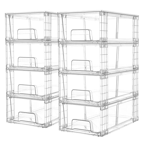 8 Pack Stackable Clear Drawer with Dividers (8 Count)