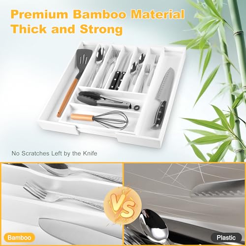 Large Premium Bamboo Silverware Organizer
