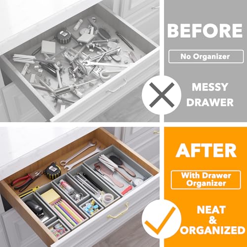 7 Piece Bamboo Drawer Organizer Storage Boxes Set