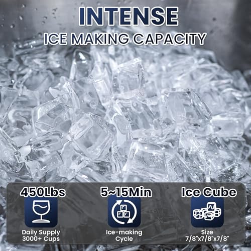 Commercial Ice Maker Machine 450lbs with 360lb Large Storage