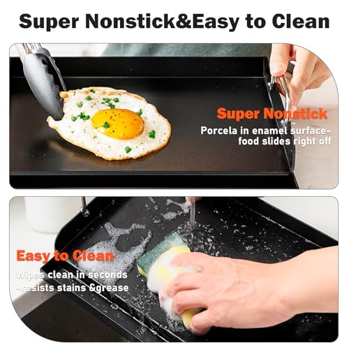 17 x 13 Inch Cast Iron NanoCeramic Griddle for Gas Grills