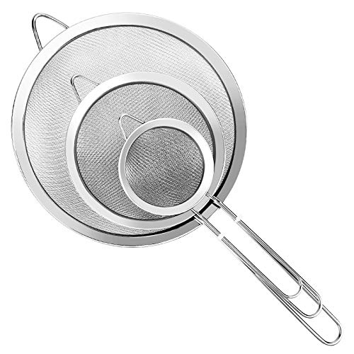 3Pcs Super Wire Extra Fine Mesh Strainer with Handle (3 Count)