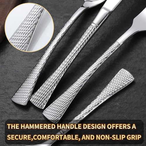 Hammered Silverware Set (30 Count)