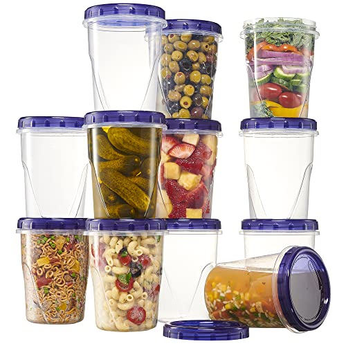 6 Pack Twist Cap Food Storage Containers with Blue Screw on Lid
