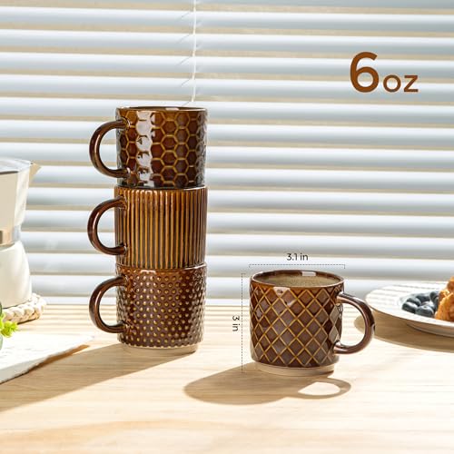 6 OZ Stackable Coffee Mugs Set of 4 (4 Count)