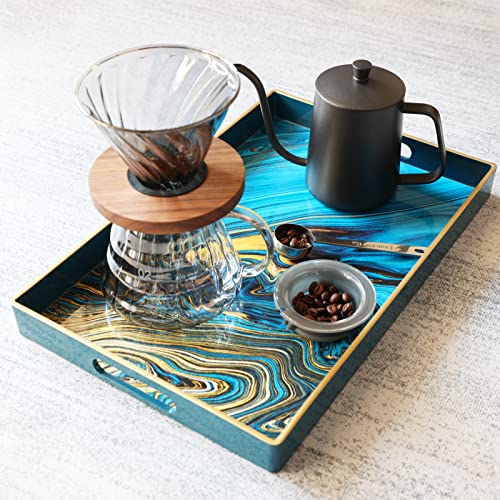 Serving Tray Marble Decorative Tray Plastic Rectangular Coffee Table Tray for Living Room