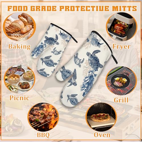 Turtle Coral Oven Mitts and Pot Holders Set (4 Count)