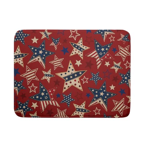 4th of July Dish Drying Mat for Kitchen Counter Patriotic Red Absorbent Dishes Dryer Pad 18 x 24 in