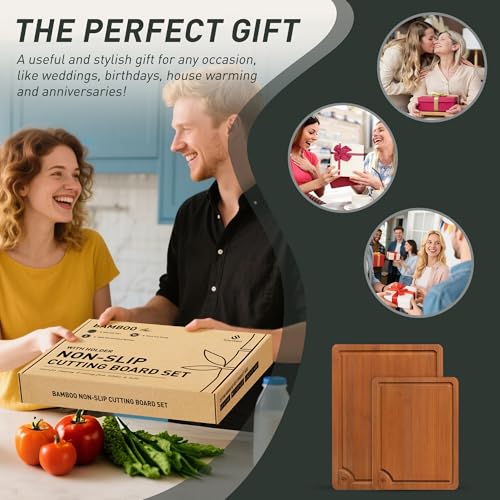 Bamboo Cutting Board Set Non Slip Feet Over Sink Day Gifts Best Mama Mommy Bonus Busy Mom Ever Christmas Xmas Birthday Law Step Stepmom Stepmother Who Have Everything Good Unique Useful Present (2 Count)