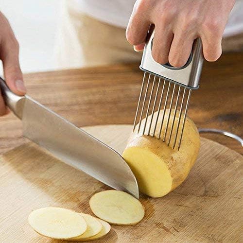 Stainless Steel Onion Cut Holder Slicer With 10 Even Prong Easy Hold Vegetable To Cut Tomato Lemon Potatoes And Loosen Meat Kitchen Tools