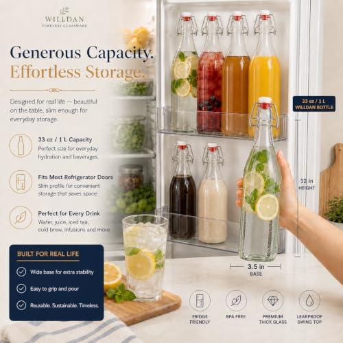 Swing Top Glass Bottles [1 Liter (6 Count)