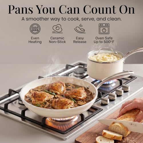 20 Pc Ceramic Cookware Set with Knives Set (20 Count)