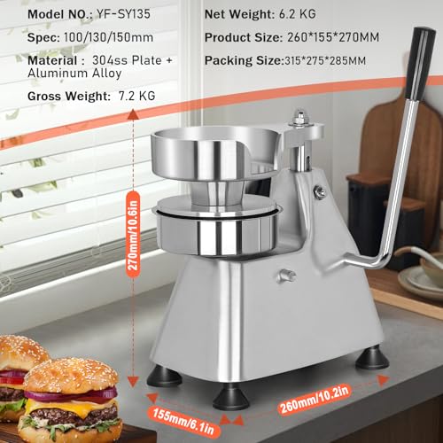 Commercial Hamburger Press Patty Maker with 4