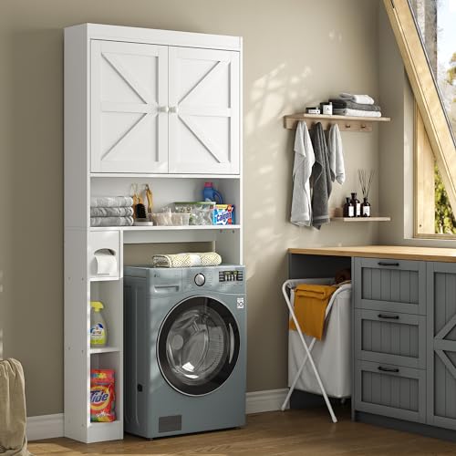 Over The Toilet Storage Cabinet with Barn Doors