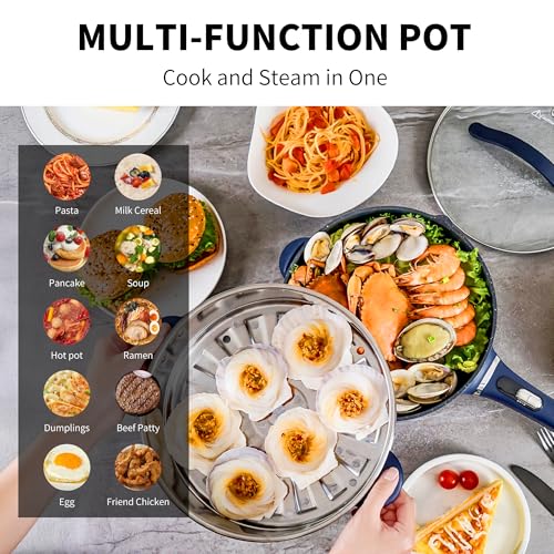 3 Quart Electric Hot Pot & wok Nonstick with Steamer