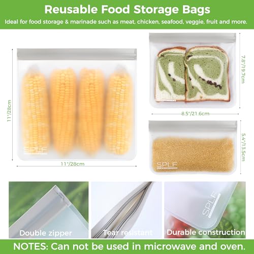 12 Pack Dishwasher Safe Reusable Food Storage Bags (12 Count)