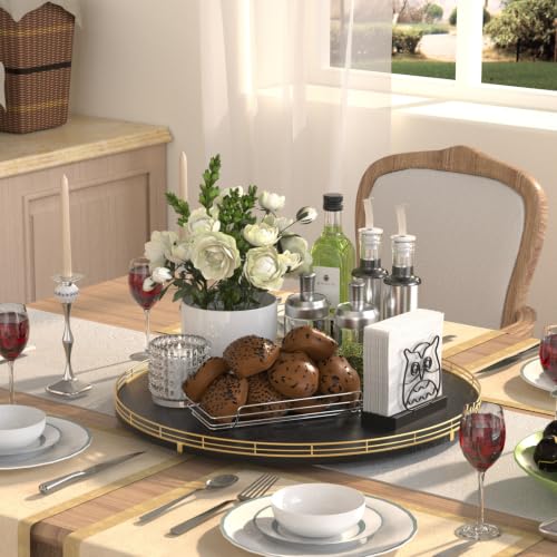 18" Oak Wooden Lazy Susan Turntable for Dining Table