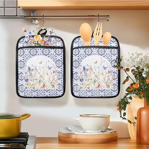 Colorful Wildflowers Floral Oven Mitts Set
