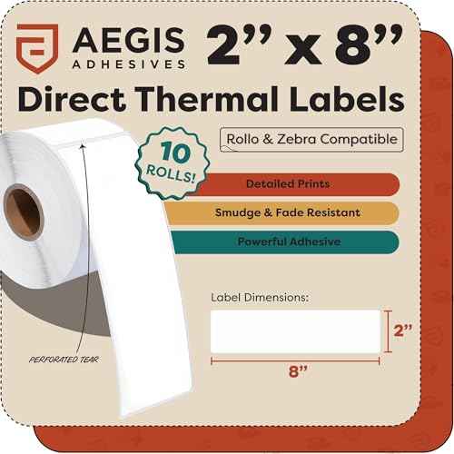 2" X 8" Direct Thermal Labels (10 Count)