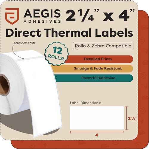 2.25" X 4" Direct Thermal Labels (12 Count)