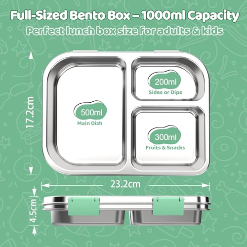 Stainless Steel Bento Box for Kids 1000ml
