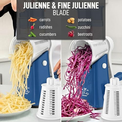 Rotary Cheese Grater Manual Hand Crank 5 Blade Shredder